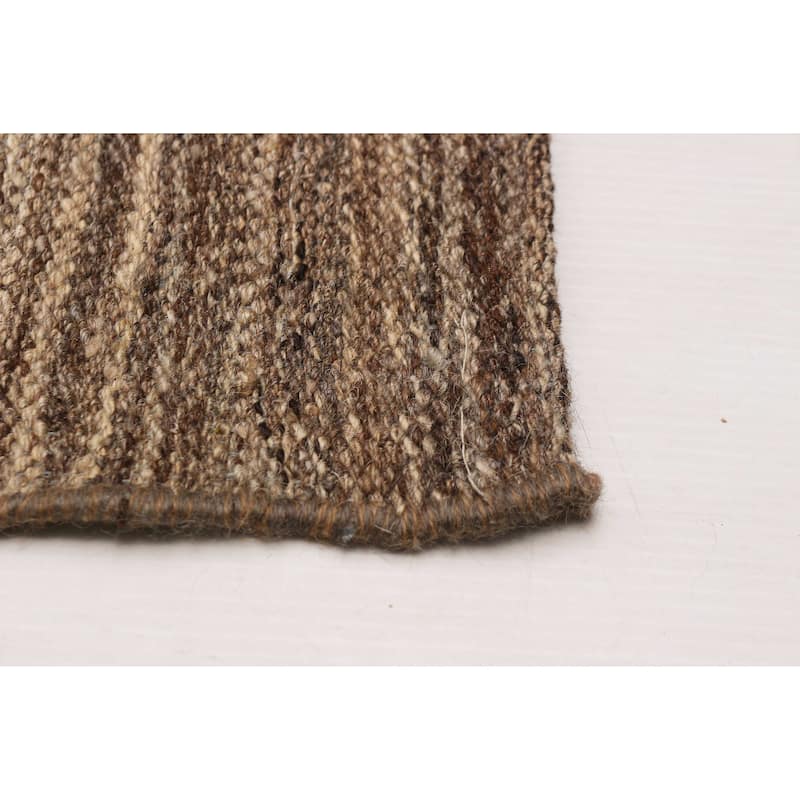 ECARPETGALLERY Flat-Weave Boho Taupe Wool Kilim - 11'3 x 14'8