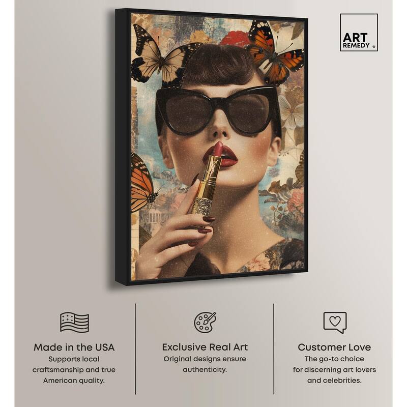 Iconic Lady Butterfly Collage II Canvas by Art Remedy