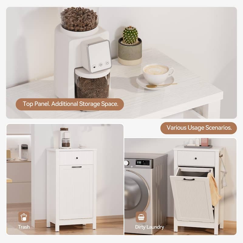 White 10 Gallon Tilt Out Trash Cabinet with Drawers