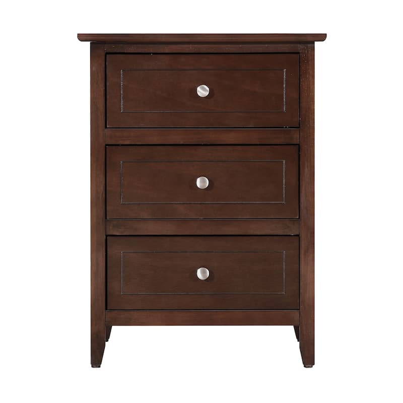 Farmhouse Cappuccino Wood 3-Drawer Nightstand Bed Side Table