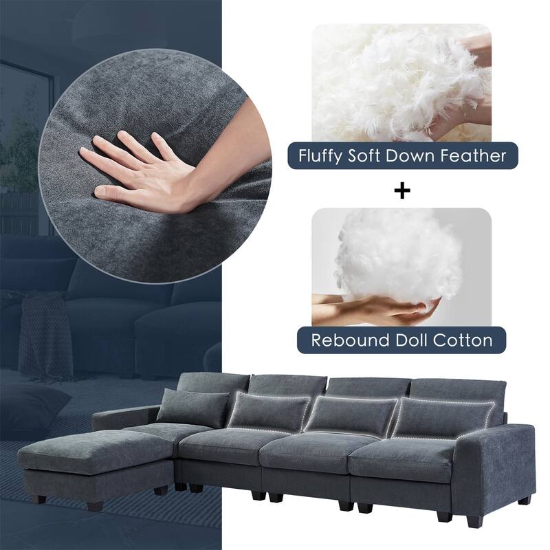 Merax Convertible Sofa Couch with Reversible Chaise