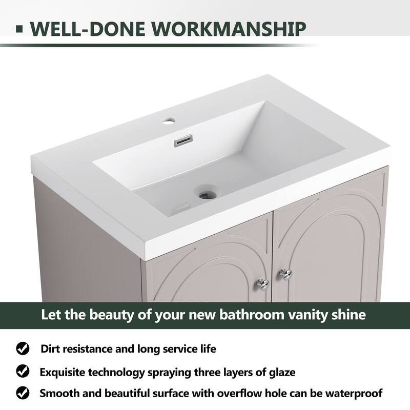30" Freestanding Bathroom Vanity with Resin Sink