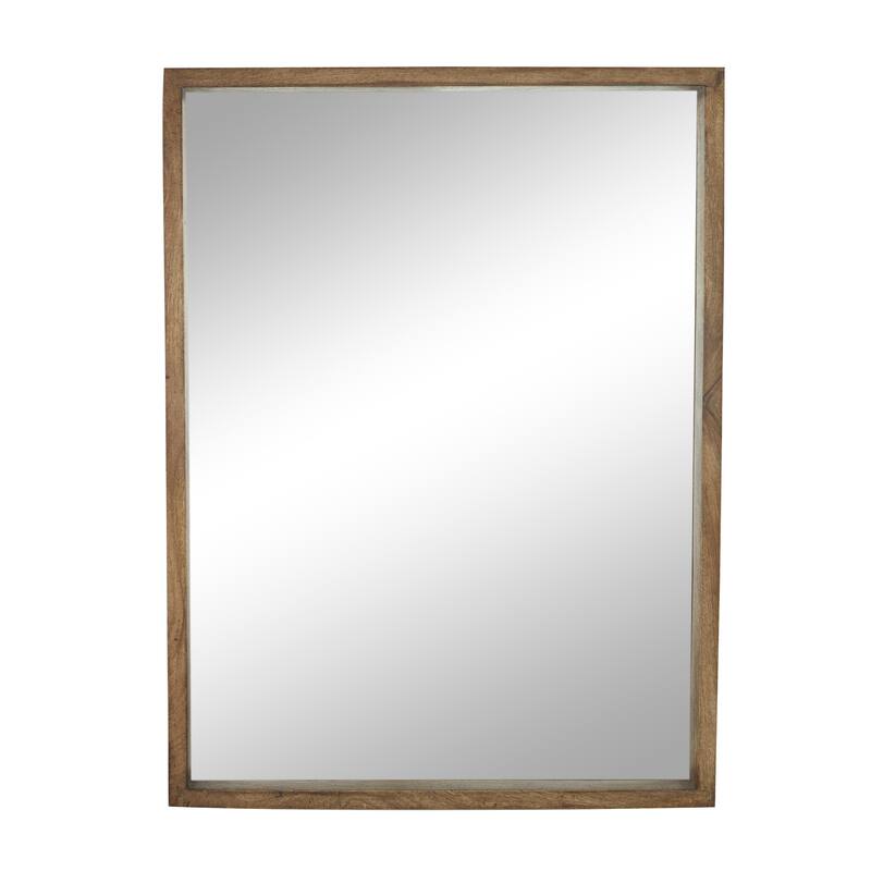 Mango Wood Wall Mirror with Natural Wood Grain and Deep Set Frame - Brown - Roche River Decor - Brown - 36"W, 48"H