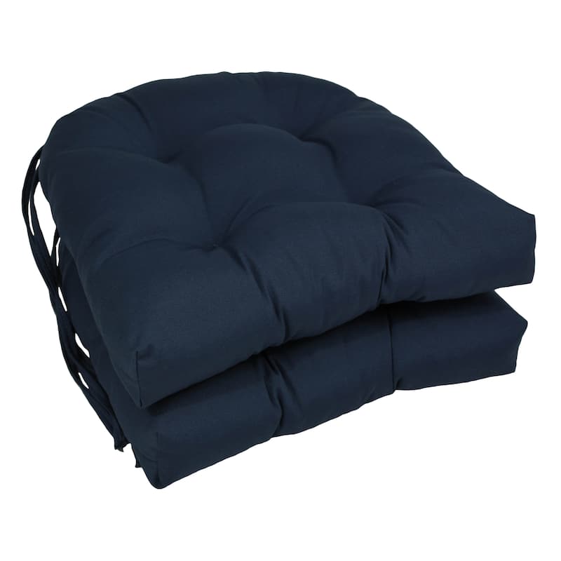 16-inch U-Shaped Indoor Twill Chair Cushions (Set of 2, 4, or 6) - 16" x 16" - Set of 2 - Navy