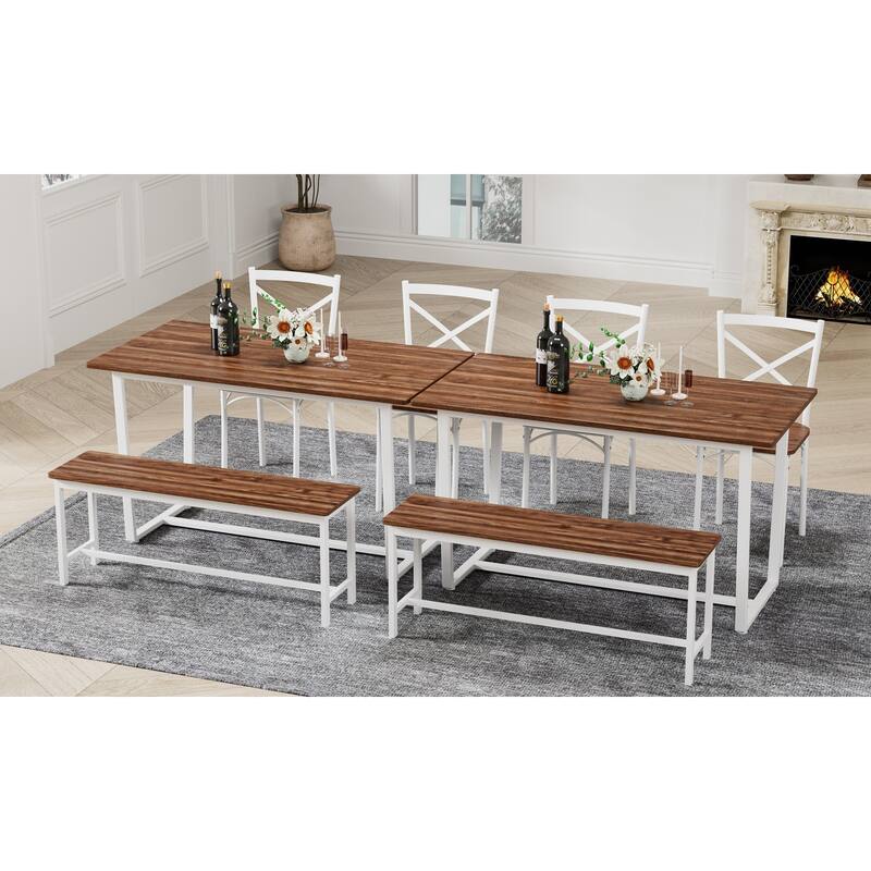 Four-Piece Set Table And Chair With Backrest, Industrial Style, Solid Structure
