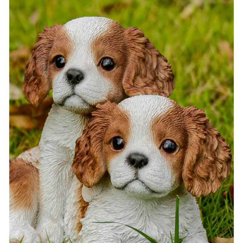 8.25" King Charles Puppies Outdoor Garden Statue