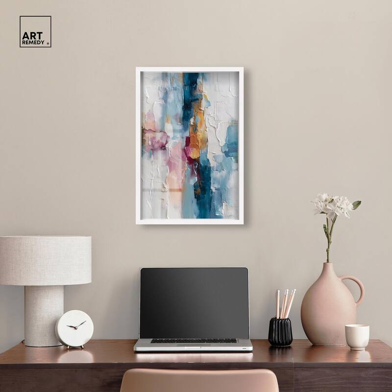 Petal Pink and Ocean Blue II Shadowbox by Art Remedy