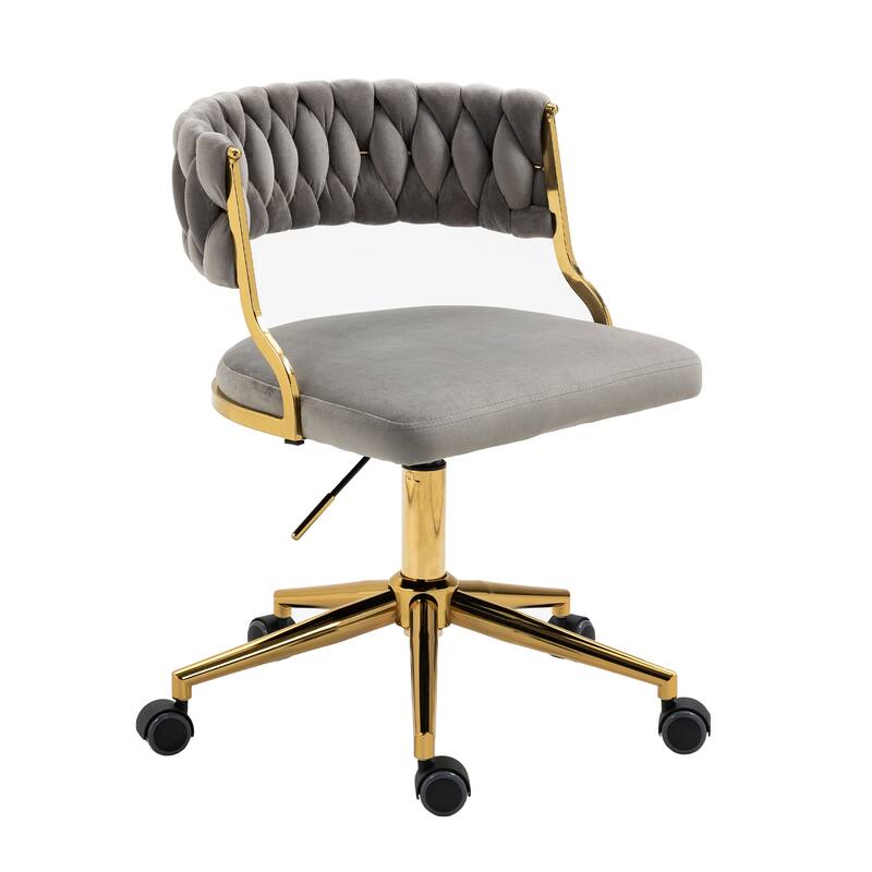 Velvet Home Desk Chair Office Swivel Chair with Wheels and Gold Base