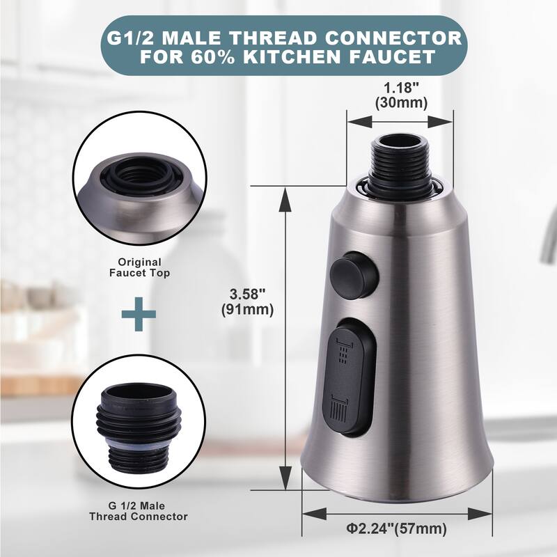 WOWOW Pull Down Kitchen Faucet Spray Head with 9 Adapters Kit