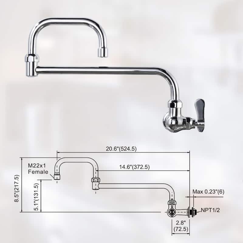 WOWOW Single Handle Wall Mounted Standard Kitchen Filler Faucet