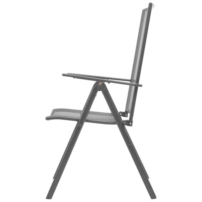 Outdoor Stackable Reclining Chair Set of 2, Dark Gray Mesh Steel Frame