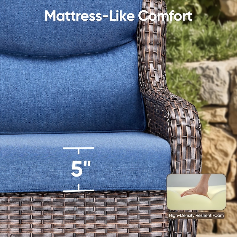 Outdoor Gliders Swivel Chairs Patio Chairs with 5-Inch Thick Cushions