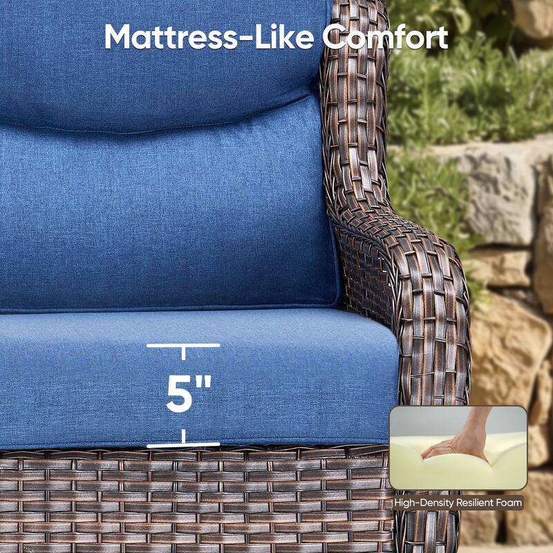 Pocassy Outdoor Fire Pit Sofa Swivel Chairs Ottoman Conversation Set