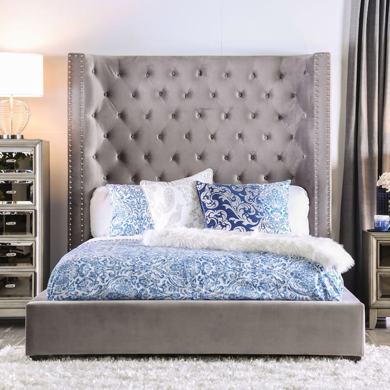 Furniture of America Arun Modern Fabric Low Profile Panel Bed