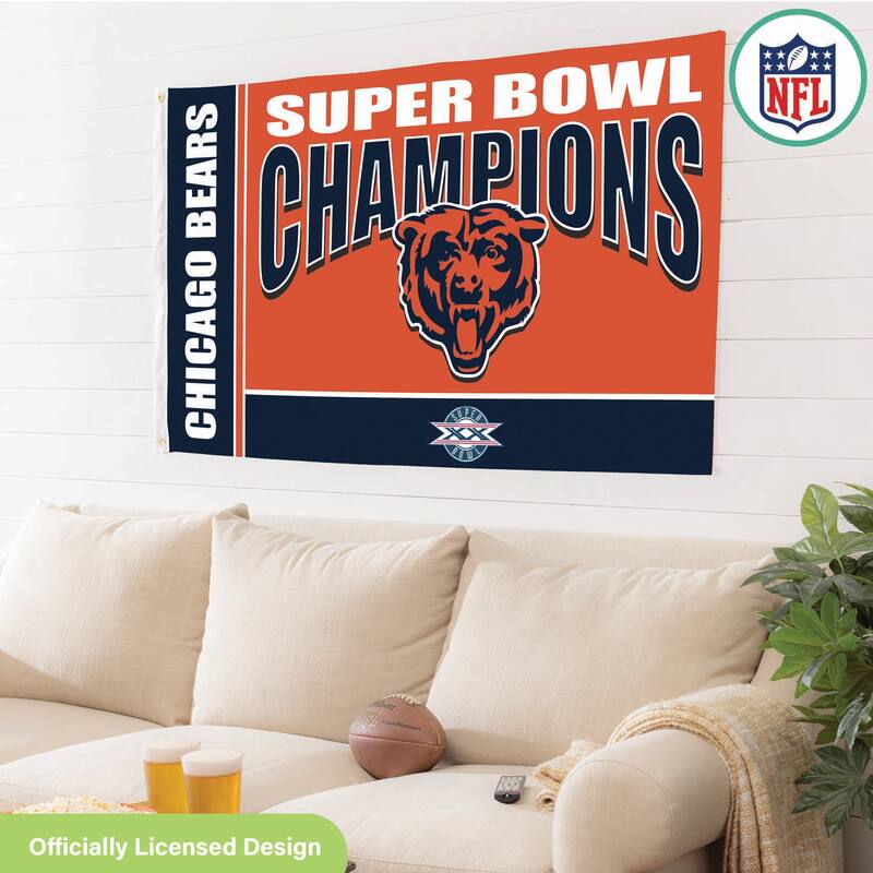 Chicago Bears Single Sided Flag w/ 2 Grommets, 3'x5'