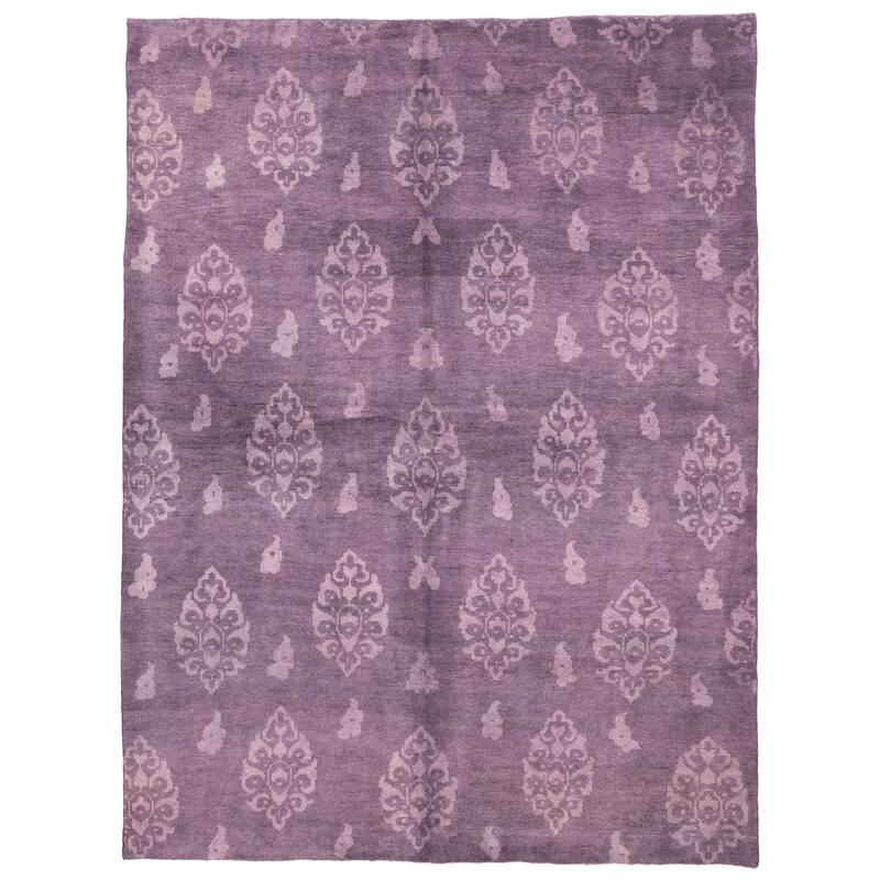ECARPETGALLERY Hand-knotted Color Transition Purple Wool Rug - 7'3 x 9'10
