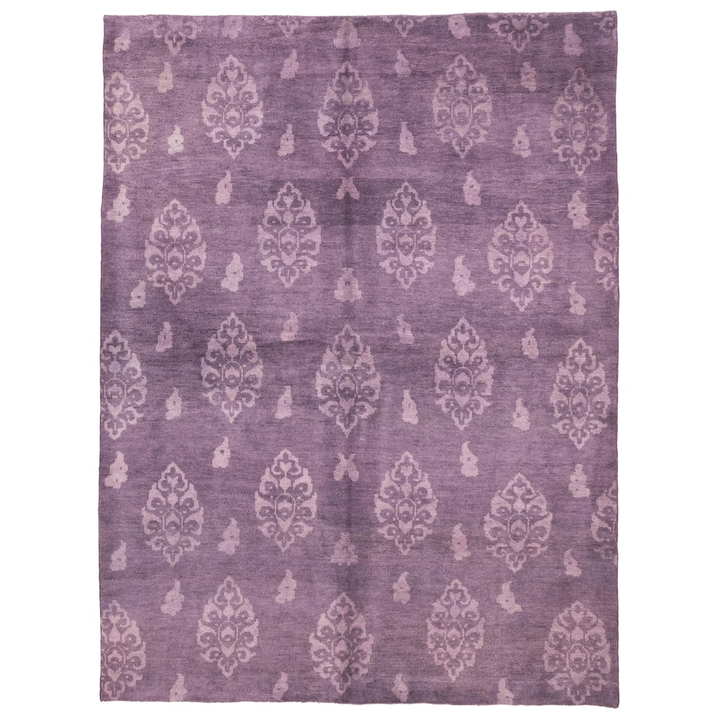 ECARPETGALLERY Hand-knotted Color Transition Purple Wool Rug - 7'3 x 9'10