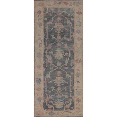 Vegetable Dye Oushak Turkish Runner Rug Handmade Wool Carpet - 2'11"x 8'10"