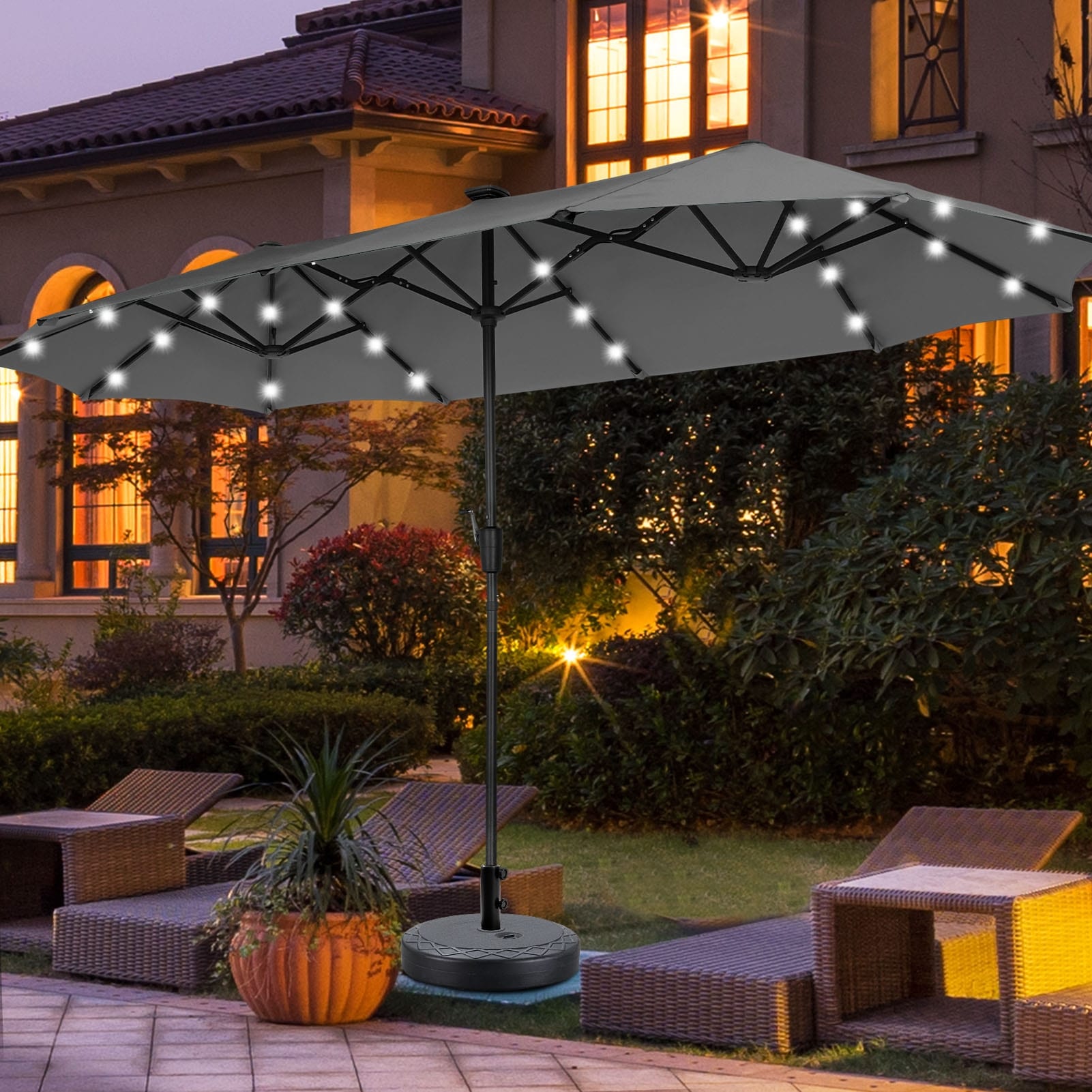 Autlaycil 13 ft Patio Umbrella with Crank Outdoor Umbrella with Base