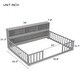 preview thumbnail 4 of 7, Full Wood Montessori Floor Bed w/Bookcase & Shelves,Guardrails, Grey