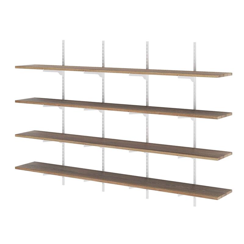 Wallniture Turin 72" Floating Wall Shelves with White Adjustable Brackets, Living Room & Office Decor, Hanging, Burnt,2,3,4 Tier