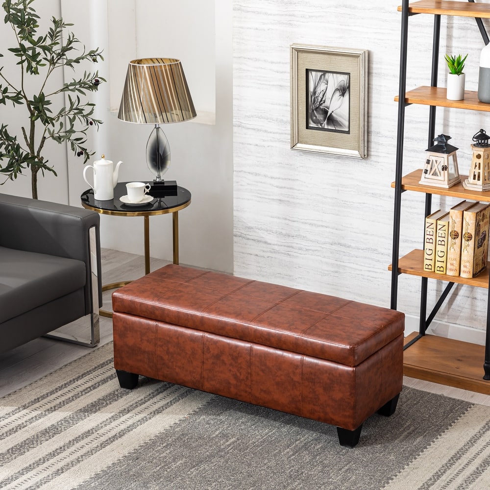 York Upholstered Quilted Stitched Flip-Top Storage Bench