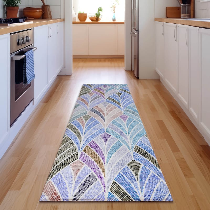 Premium Washable Super Soft Chic Mosaic Mayfield Rug - Blue - 2' 3" x 7' 6"