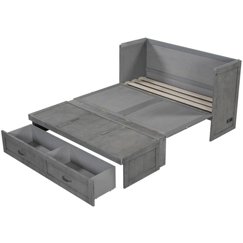 Space-Saving Murphy Bed with USB Ports & Drawers