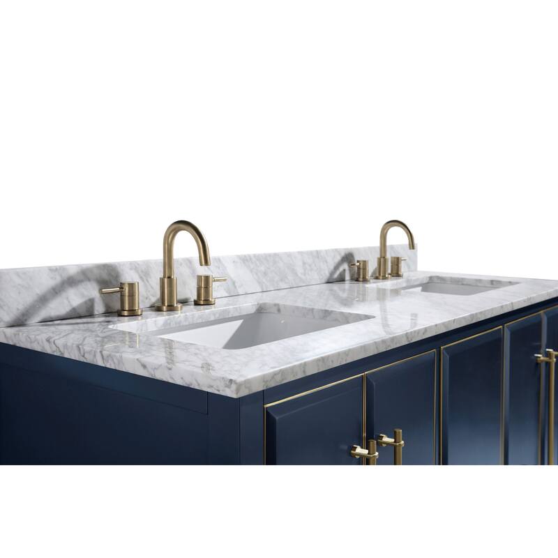 Avanity Carrara White Natural Marble Vanity Top with Rectangular Undermount Sinks