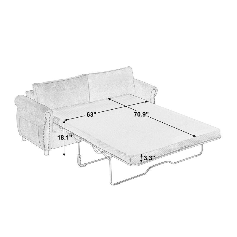 80.7 "2-in-1 sofa bed, living room sofa, with large mattress