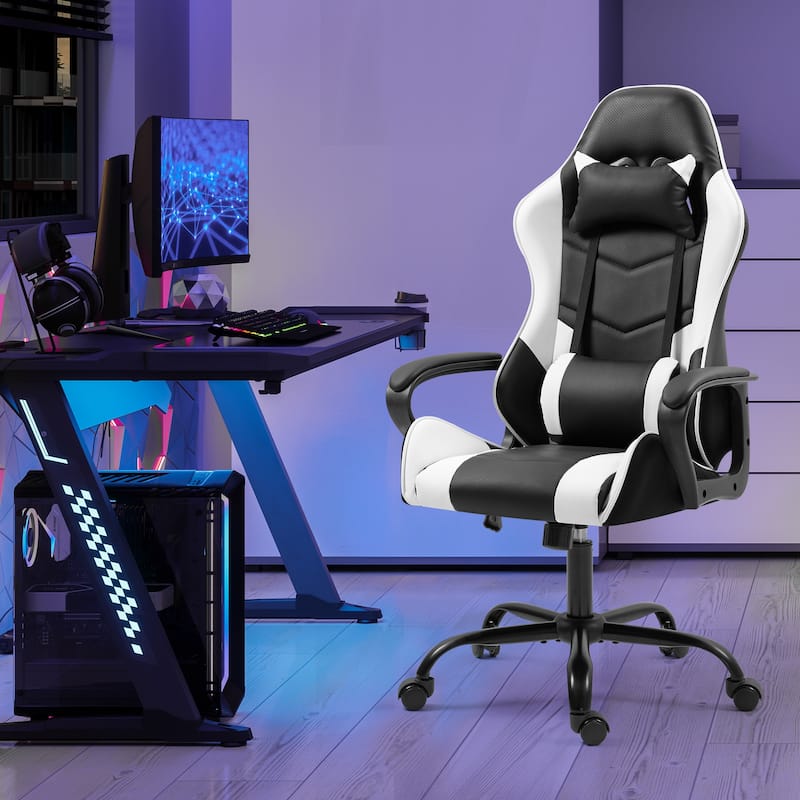 EROMMY Ergonomic Gaming Chair with Massage Lumbar, Rocking Function, Adjustable Support, 360° Swivel