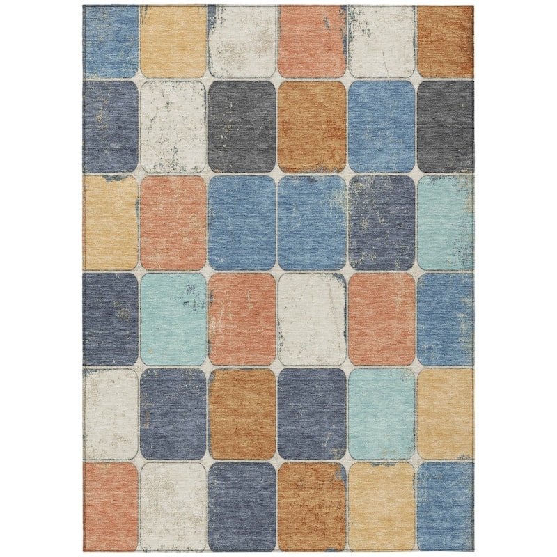 HomeRoots Geometric Transitional Rectangle Outdoor Rug
