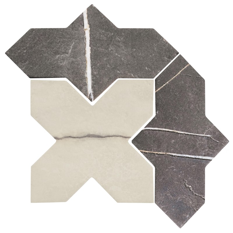 Merola Tile Istanbul Templar Shield Day with Day Cross 8-3/8" x 8-3/8" Porcelain Floor and Wall Tile - Case (36 Tiles)