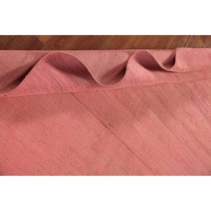 Pink Modern Gabbeh Oriental Area Rug Hand-Knotted Wool Carpet - 6'4" x 9'7"