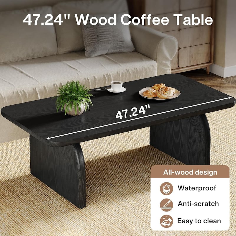Rectangle Coffee Table, Wood Rectangular Living Room Table