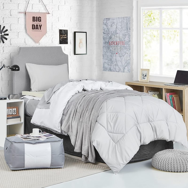 BYB Glacier Gray/White Reversible Comforter - Oversized Bedding