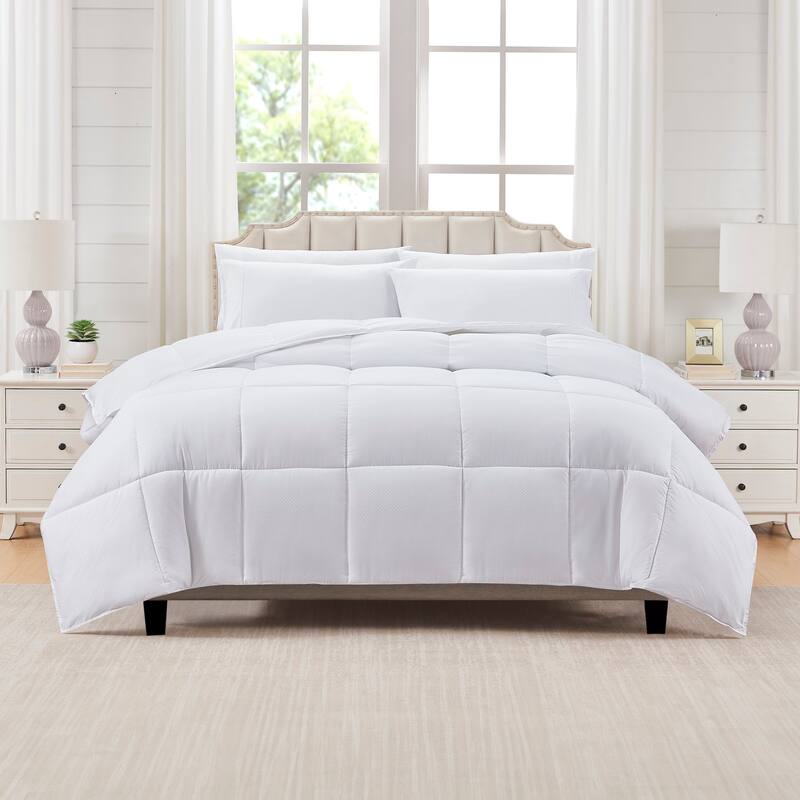 Modern Threads Down Alternative Quilted Reversible Comforter - White Square - King