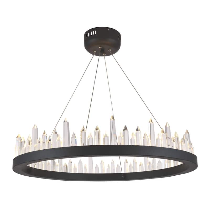Royce Edge 32-Light Satin Dark Grey Chandelier - satin dark grey - royal cut clear crystal