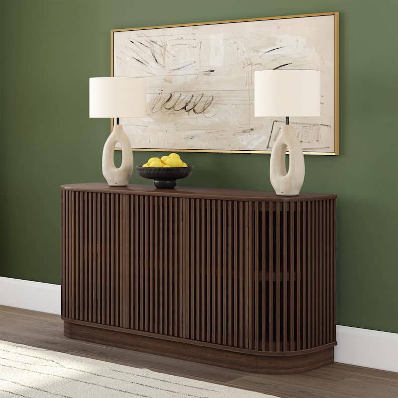 Plank and Beam Contour Curved 3-Door Sideboard/TV Stand - Walnut