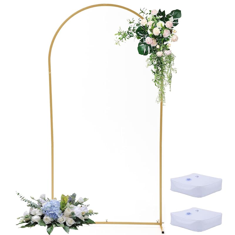 Metal Wedding Arch Backdrop Stand for Ceremony Birthday Party - Gold-7.2ftx4ft Arched