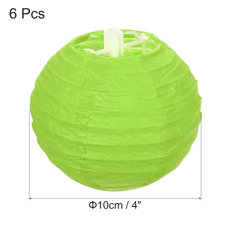 6pcs 4 Inch Folding Hanging Paper Lanterns for Wedding Home Party - Green