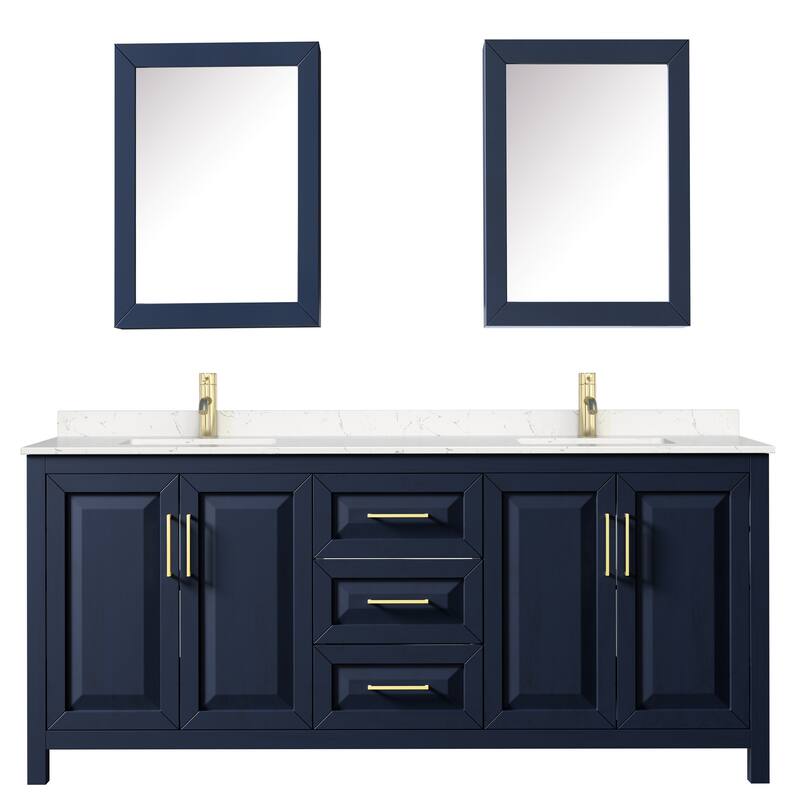 Daria 80 Inch Double Vanity, Cultured Marble Top, Medicine Cabinets