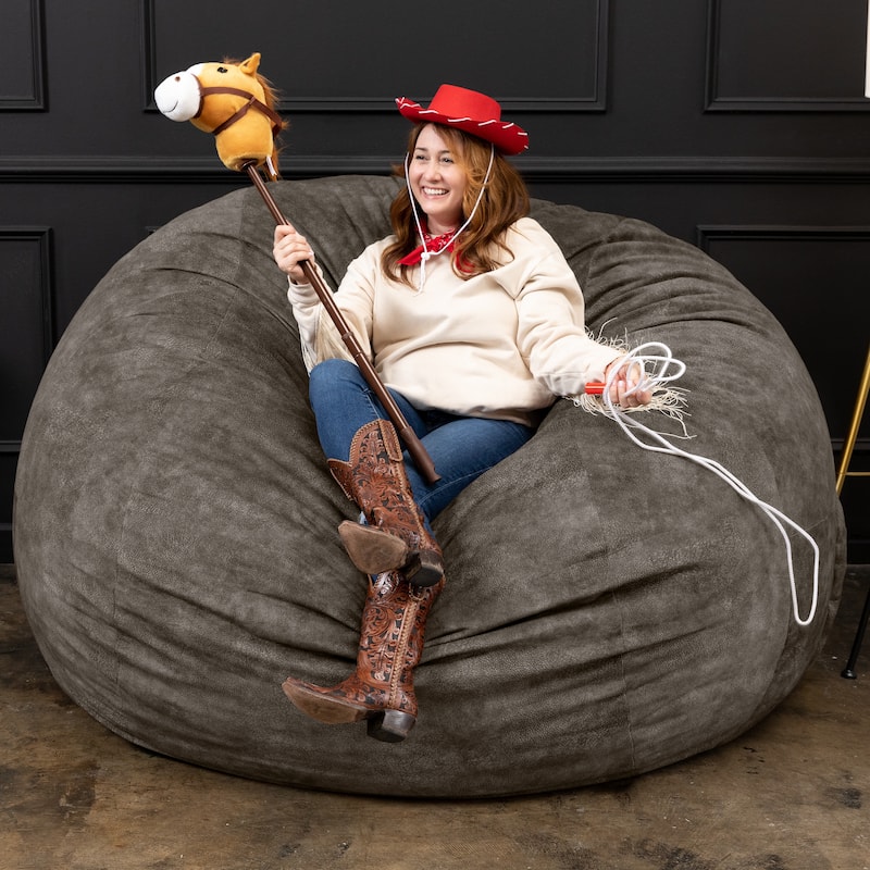 Jaxx Gigantic Mega Saxx Bean Bag Chair and Lounger For Adults - Padded Microvelvet - Pewter