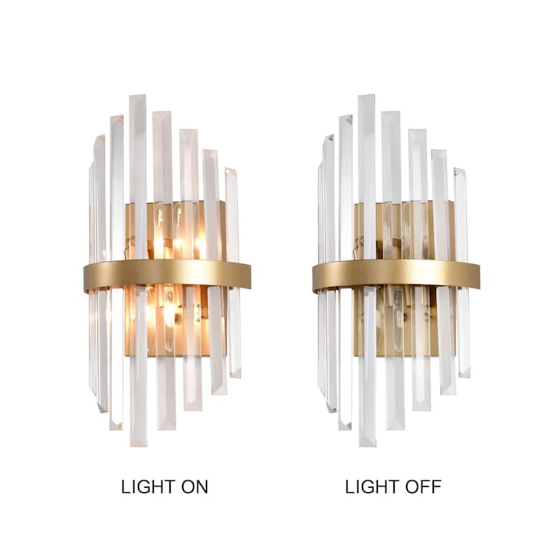 Casandra Glam 2-Light Crystal Glass Rod Decor Wall Sconce - Glossy Bronze