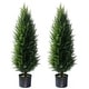 Artificial Cedar Pine Tree Faux Plants Potted UV Resistant Bushes ...