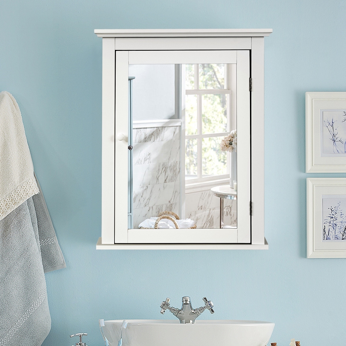 Bathroom Wall Mounted Mirrored Storage Cabinet With Adjustable Shelf On Sale Overstock 31140102