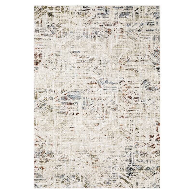ROW Gemma Modern Distressed Geometric Beige/Multi Area Rug - 2'3" x 7'