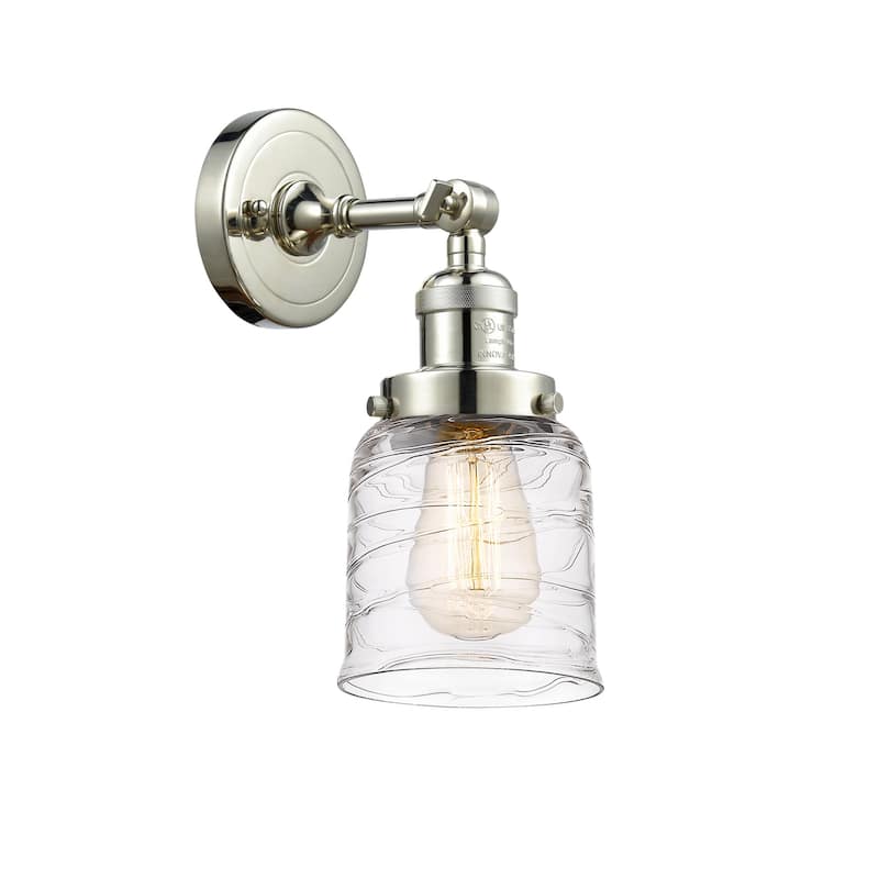 Innovations Lighting 203-10-5 Bell Sconce Bell 10" Tall Wall Sconce - Polished Nickel / Deco Swirl