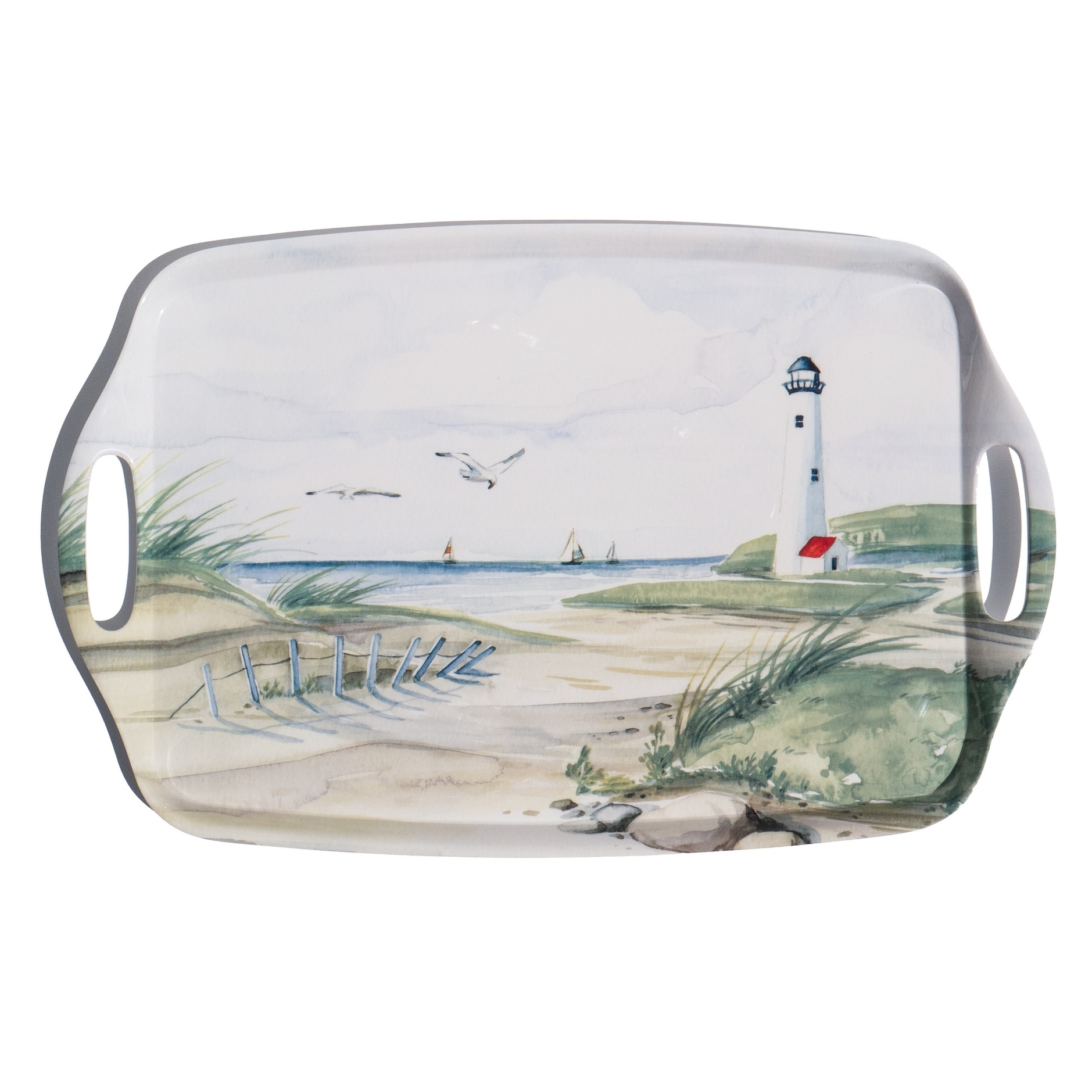Abode Homewares By the Shore Melamine Handled Serving Tray - White - 19.1" x 12.2"