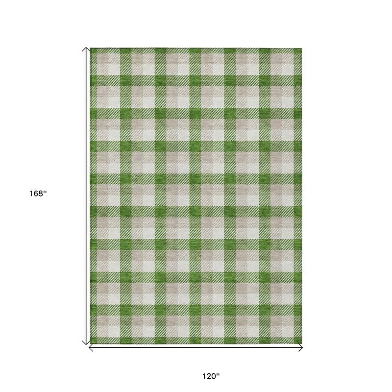 HomeRoots Plaid Transitional Rectangle Outdoor Rug